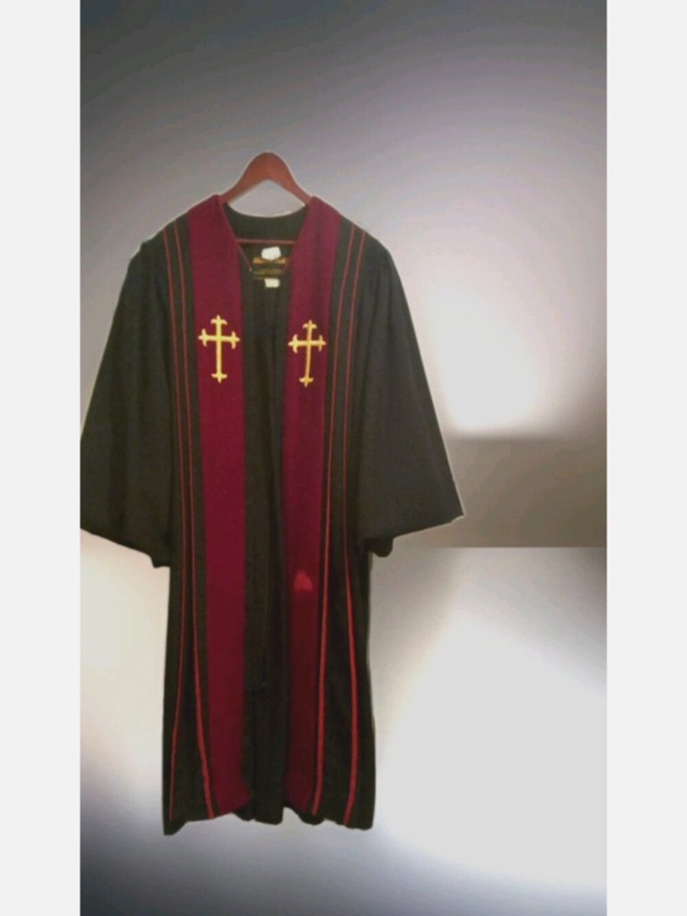 Vintage Abbott Hall US Air Force Chaplain Clergy Robe Blue & red Vestment